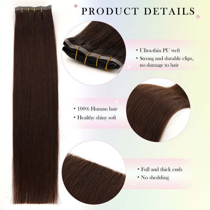 Orientfashion PU Clip in Hair Extensions 100% Unprocessed Human Hair 100g