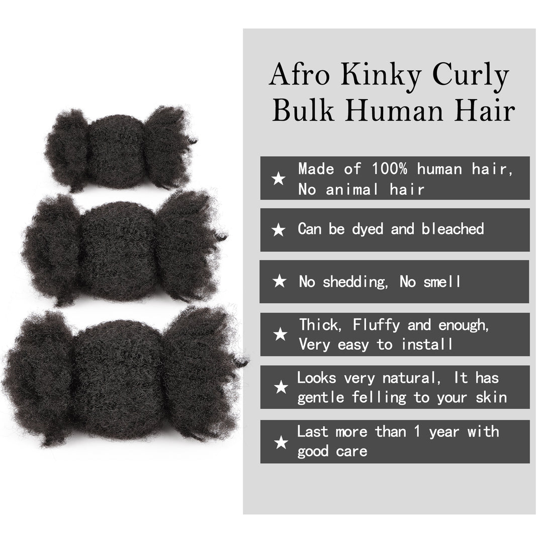 Orientfashion Afro Kinky Human Hair Bulk for Locs Extensions 100g/Pack