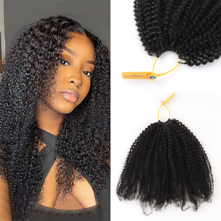 Orientfashion Kinky Curly Feather Crochet Braid Human Hair Extensions Knotless Pre-Separated Crochet Hair Extensions