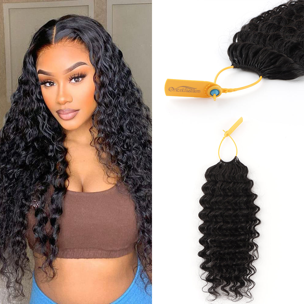 Orientfashion Deep Wave Feather Crochet Hair Pre Looped Crochet Human Hair for Black Women