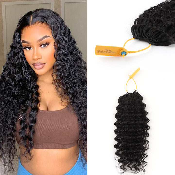 Orientfashion Deep Wave Feather Crochet Hair Pre Looped Crochet Human Hair for Black Women