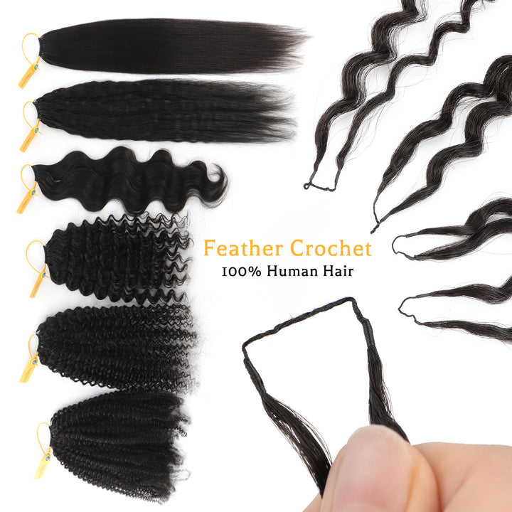 Orientfashion Cheveux Naturels Kinky Straight Crochet Human Hair Feather Crochet Human Hair