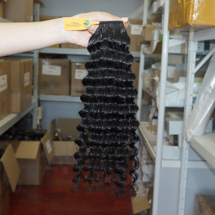 Orientfashion Deep Wave Feather Crochet Hair Pre Looped Crochet Human Hair for Black Women