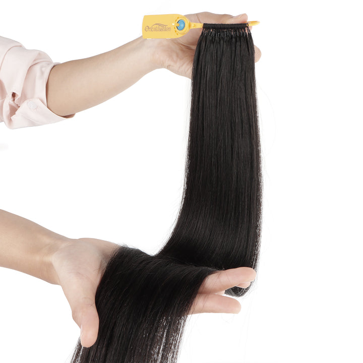 Orientfashion Straight Crochet Hair Natural Black Machine Made Feather Human Hair Extension