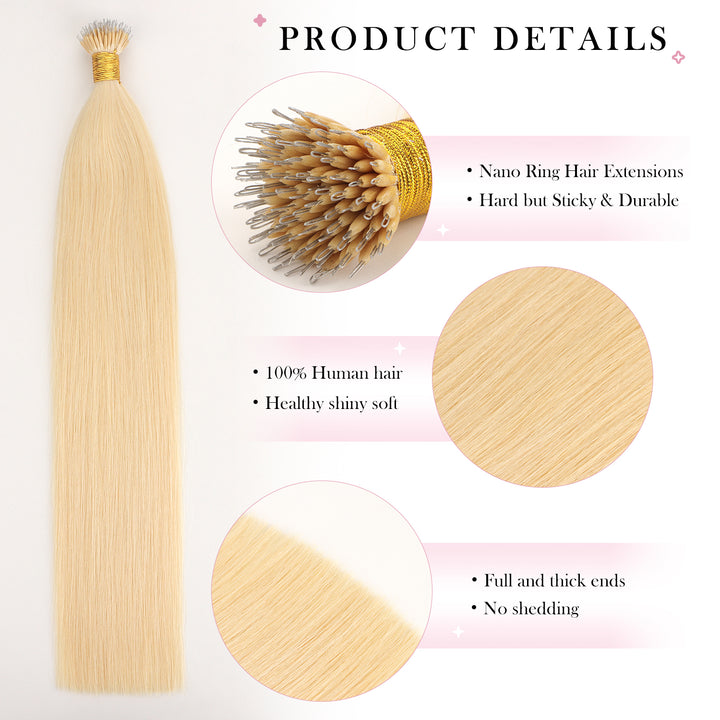 Orientfashion Nano Tip Extensions Remy Nano Hair Extensions for Women 100pcs/pack