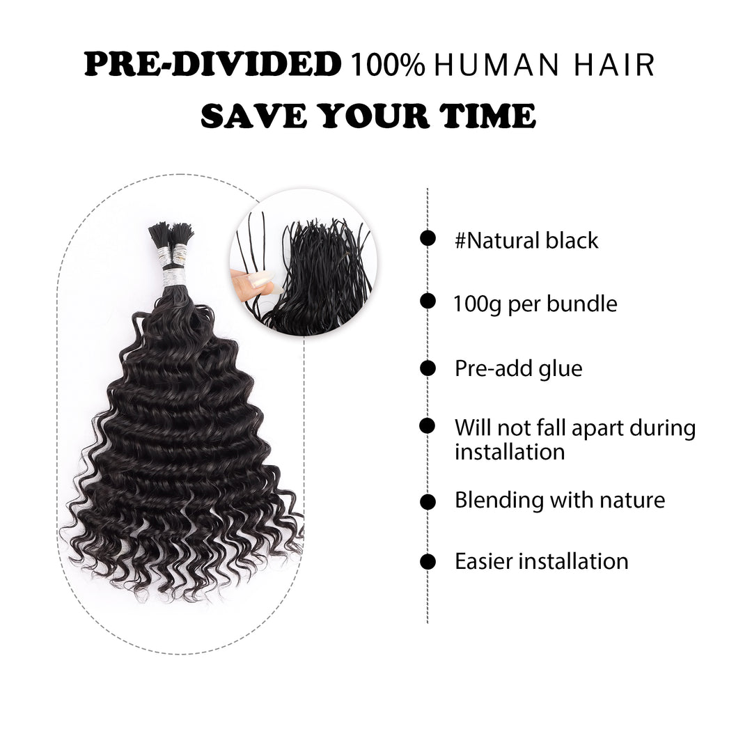Orientfashion Pre-Divided Deep Wave Human Braiding Hair for Boho Braids