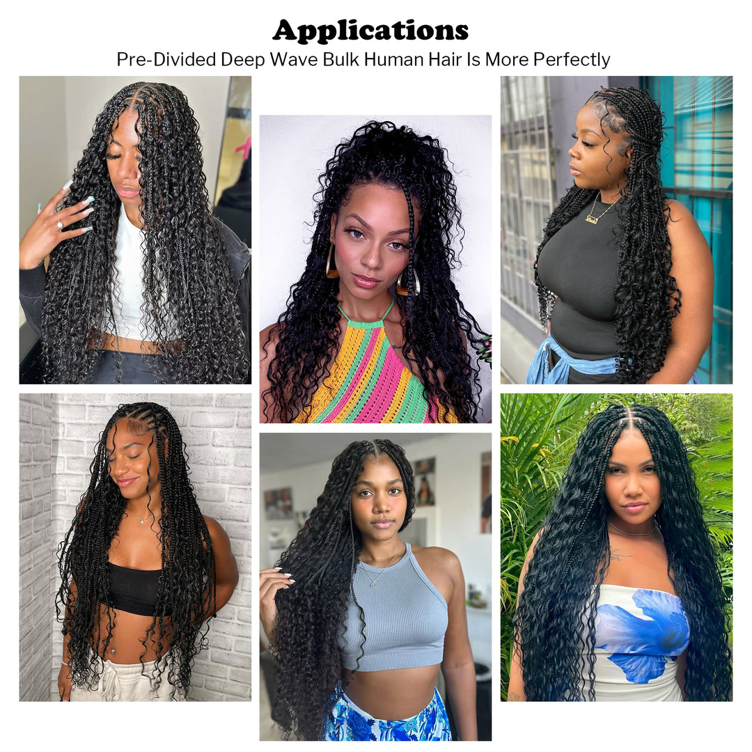 Orientfashion Pre-Divided Deep Wave Human Braiding Hair for Boho Braids