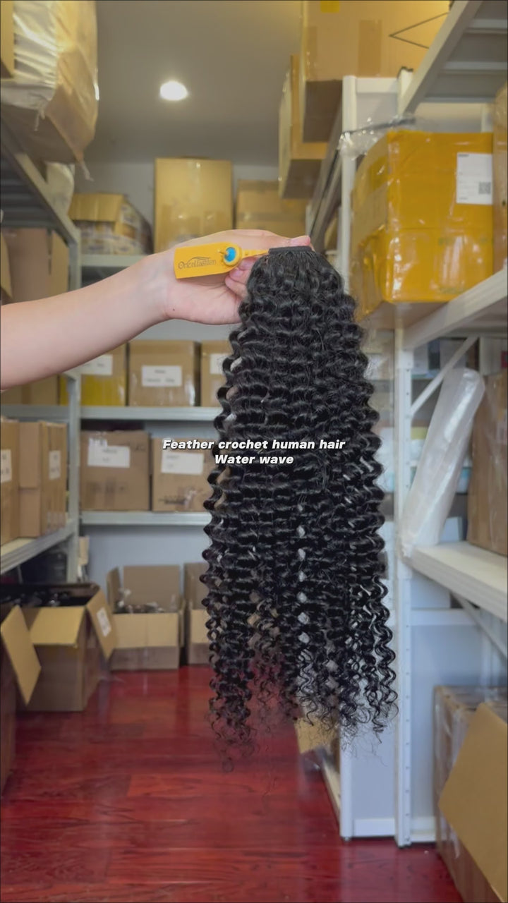 Orientfashion Handmade Natural Black Human Crochet Hair Water Wave