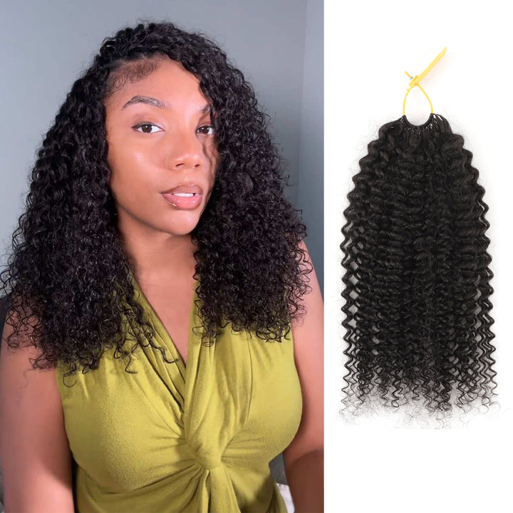 Orientfashion Handmade Natural Black Human Crochet Hair Water Wave