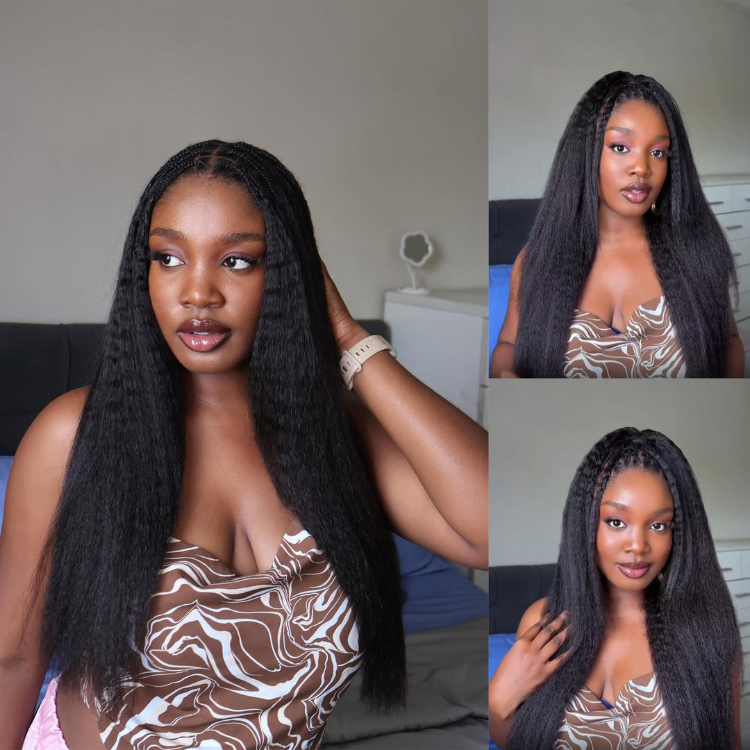 Orientfashion Yaki Straight Crochet Hair Natural Black Machine Made Feather Human Hair Extension