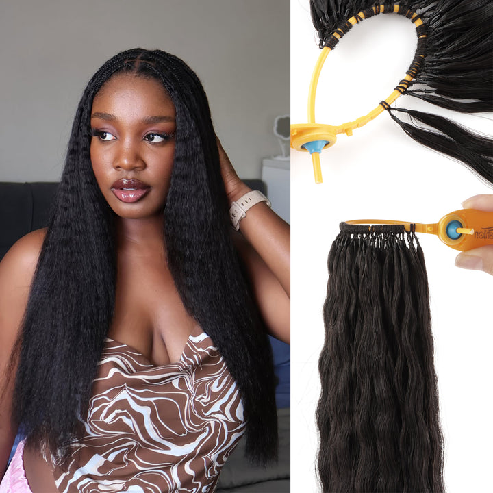 Orientfashion Yaki Straight Crochet Hair Natural Black Machine Made Feather Human Hair Extension
