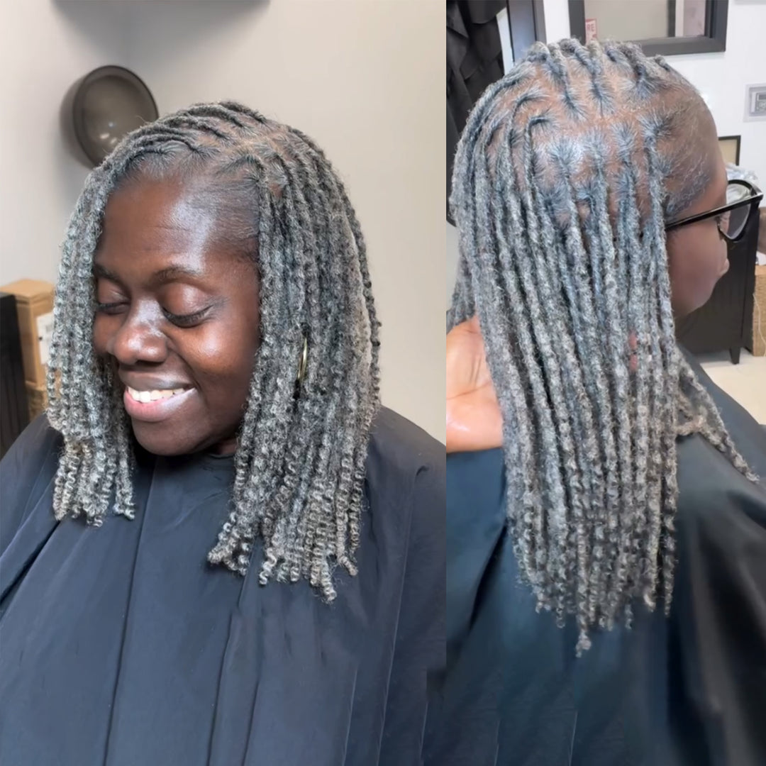 Orientfashion Salt and Pepper Textured Loc Extensions Human Hair (20 Locs Per Bundle)