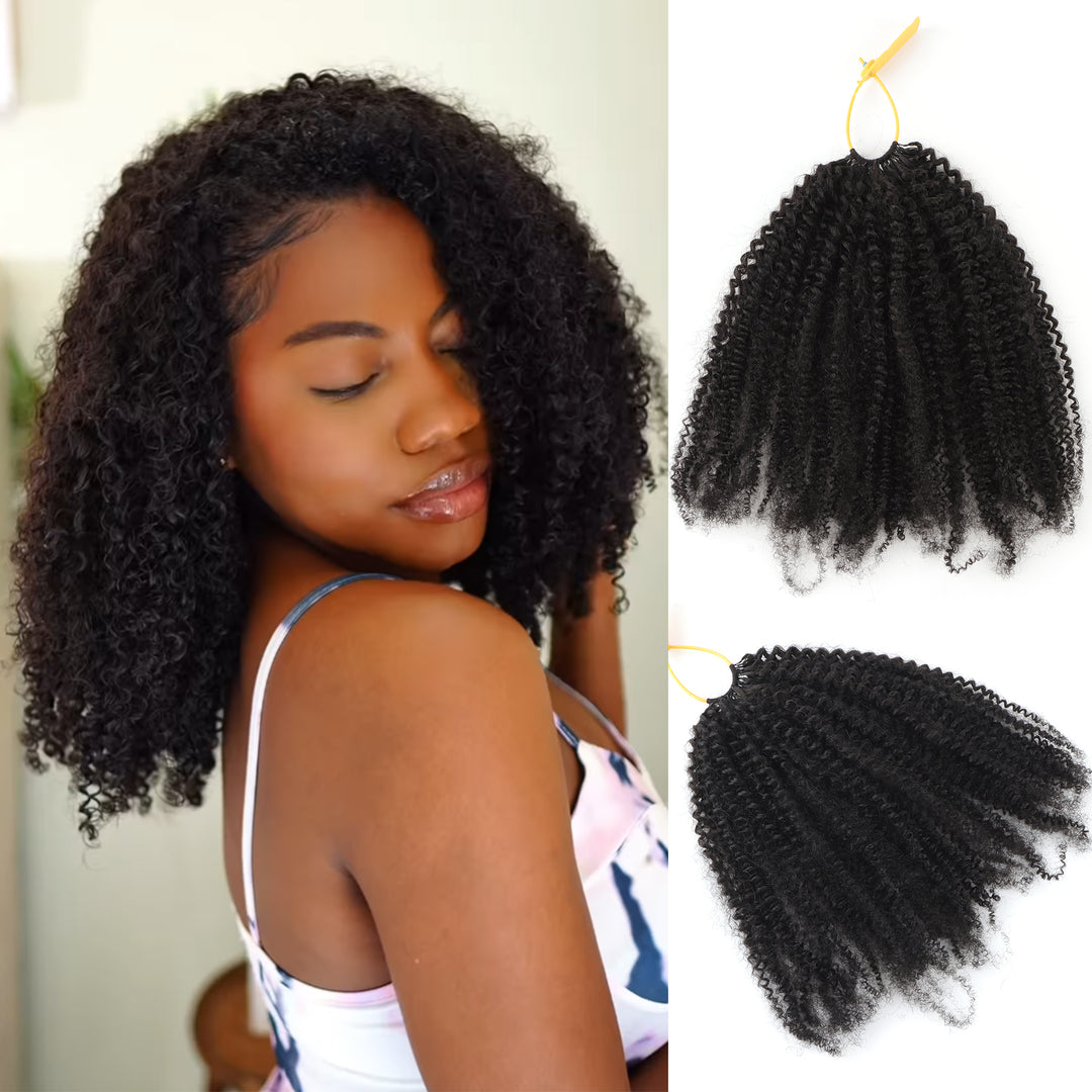 Orientfashion Kinky Curly Feather Crochet Braid Human Hair Extensions Knotless Pre-Separated Crochet Hair Extensions