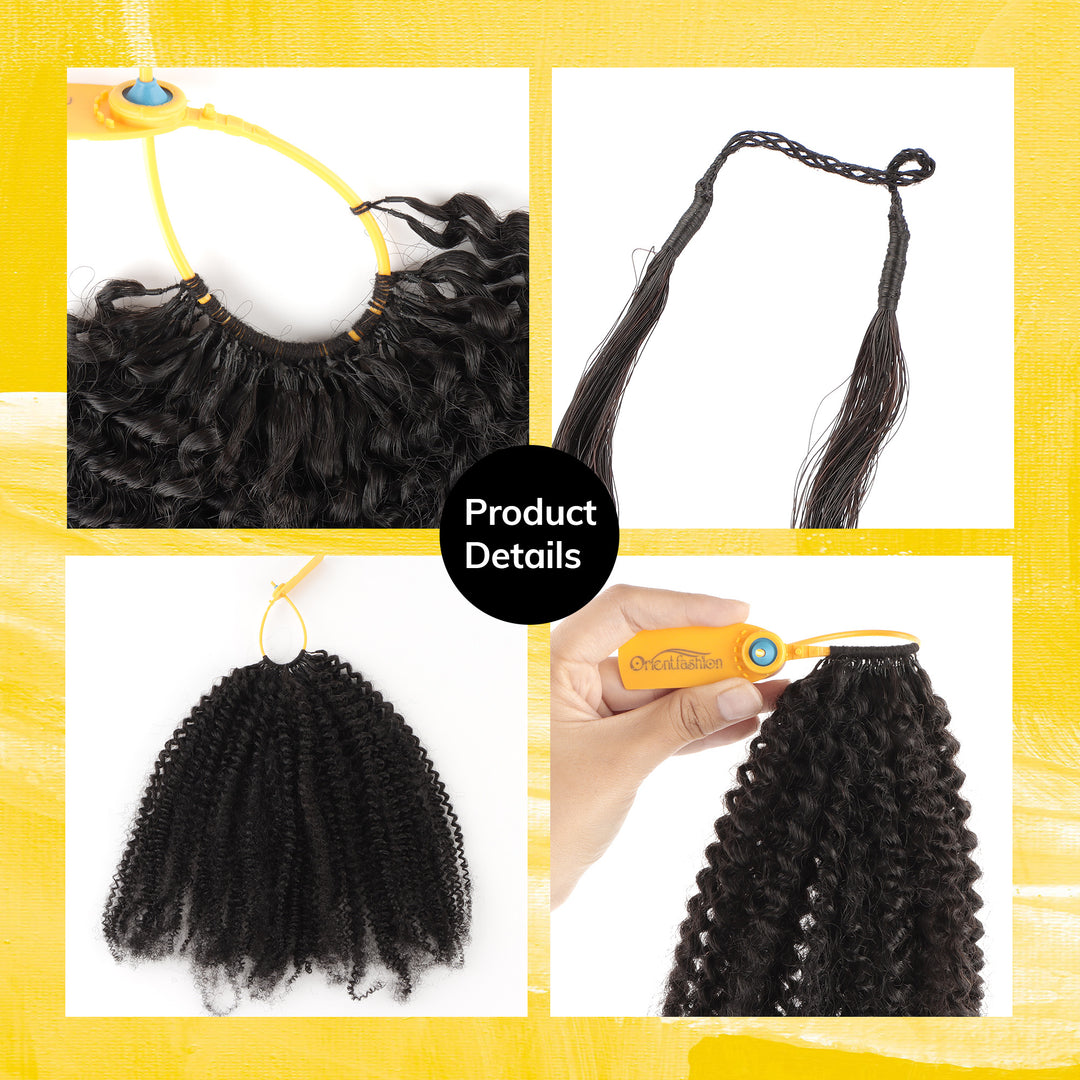 Orientfashion Kinky Curly Feather Crochet Braid Human Hair Extensions Knotless Pre-Separated Crochet Hair Extensions