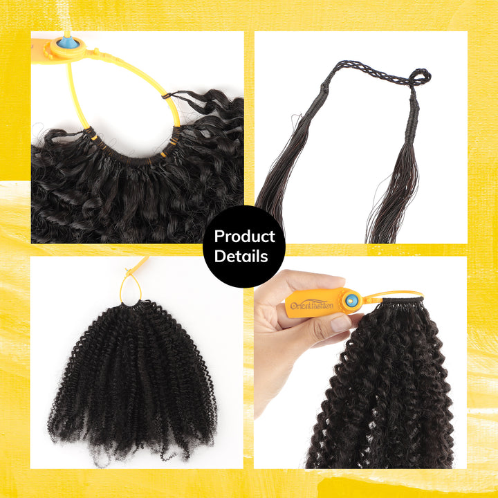 Orientfashion Kinky Curly Feather Crochet Braid Human Hair Extensions Knotless Pre-Separated Crochet Hair Extensions