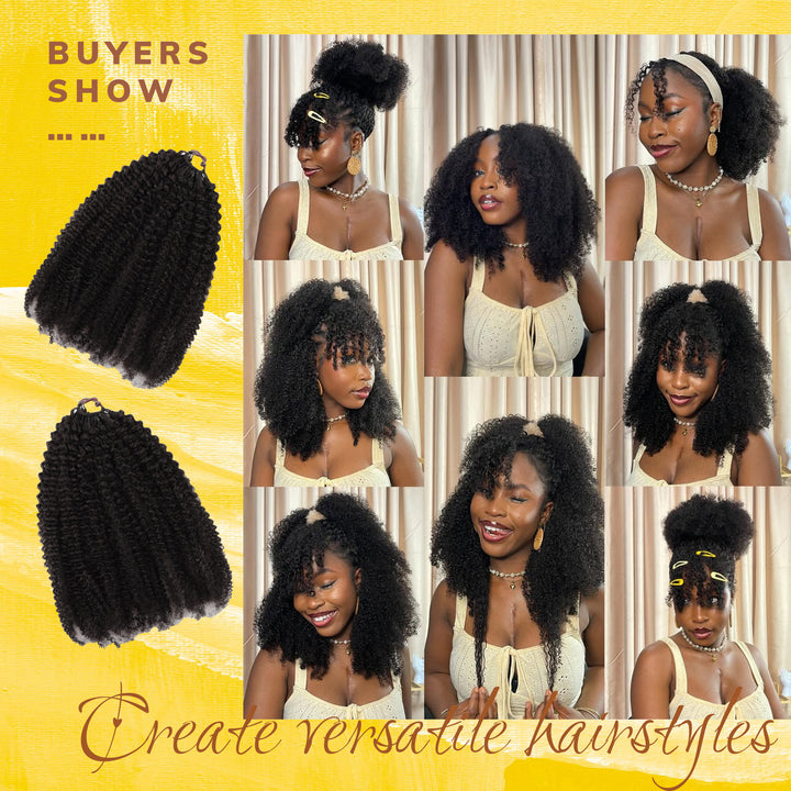 Orientfashion Kinky Curly Feather Crochet Braid Human Hair Extensions Knotless Pre-Separated Crochet Hair Extensions