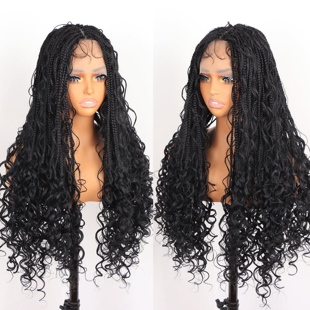 Orientfashion Bohemian Synthetic Full Lace Front Crochet Wigs Knotless Box Braided Wigs with Baby Hair for Black Women