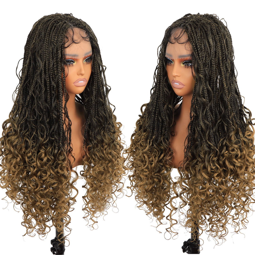 Orientfashion Bohemian Synthetic Full Lace Front Crochet Wigs Knotless Box Braided Wigs with Baby Hair for Black Women