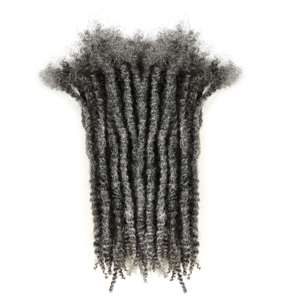 Orientfashion Salt and Pepper Textured Loc Extensions Human Hair (20 Locs Per Bundle)