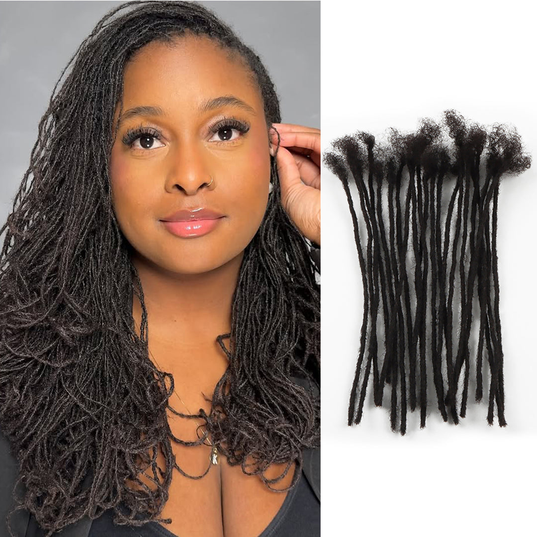 Orientfashion Natural Black 0.2cm Microlocs or Sisterlocks Human Hair (20 Locs Per Bundle)