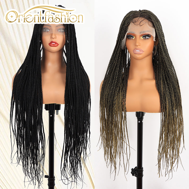 Orientfashion Glueless Full Lace Braided Wigs Handmade Cornrow Synthetic Box Braid Wig African Braided Lace Front Wigs