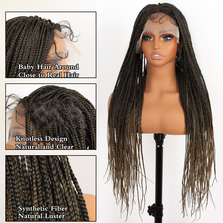 Orientfashion Glueless Full Lace Braided Wigs Handmade Cornrow Synthetic Box Braid Wig African Braided Lace Front Wigs