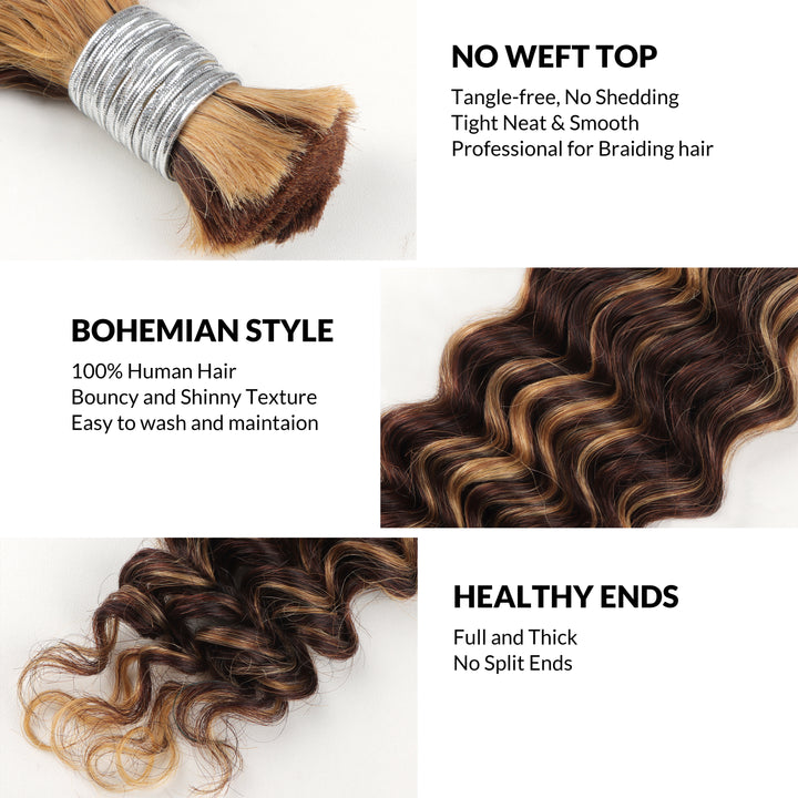 Orientfashion 4/27 Deep Wave Human Braiding Hair 100g/pack