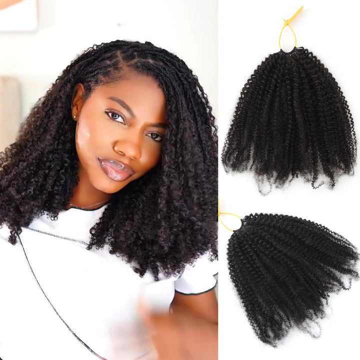 Orientfashion Kinky Curly Feather Crochet Braid Human Hair Extensions Knotless Pre-Separated Crochet Hair Extensions