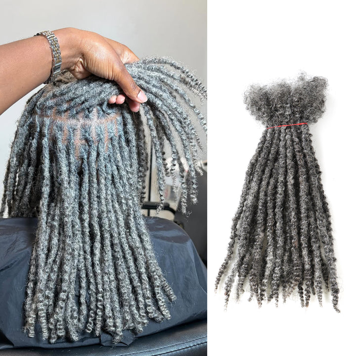 Orientfashion Salt and Pepper Textured Loc Extensions Human Hair (20 Locs Per Bundle)