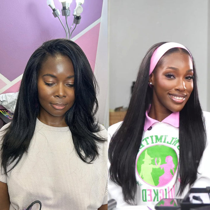 Orientfashion Yaki Straight Crochet Hair Natural Black Machine Made Feather Human Hair Extension