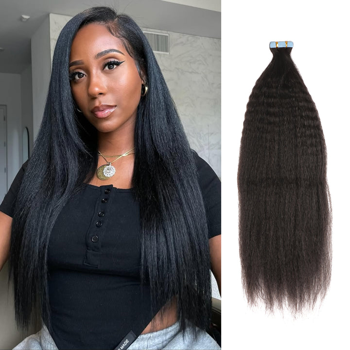 Orientfashion Kinky Straight Tape in Hair Extensions Human Hair 50g/pack