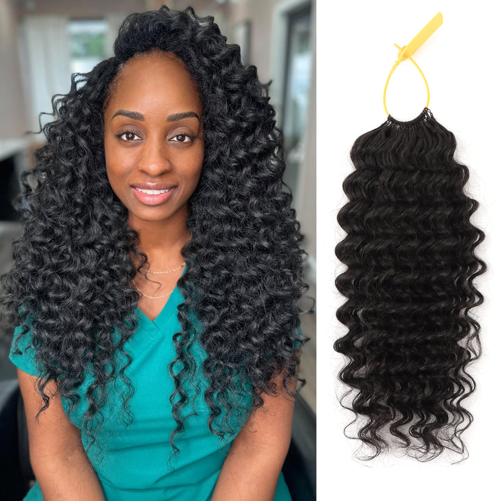 Orientfashion Deep Wave Feather Crochet Hair Pre Looped Crochet Human Hair for Black Women