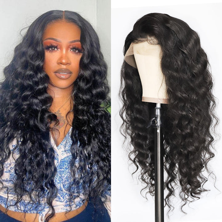 Orientfashion 13*4 Loose Deep Wave Lace Front Wigs Human Hair Pre Plucked for Women