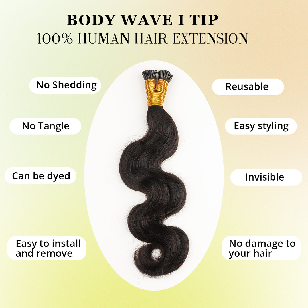 Orientfashion Body Wave I Tip Microlinks Human Hair Extensions for Women 100g/pack