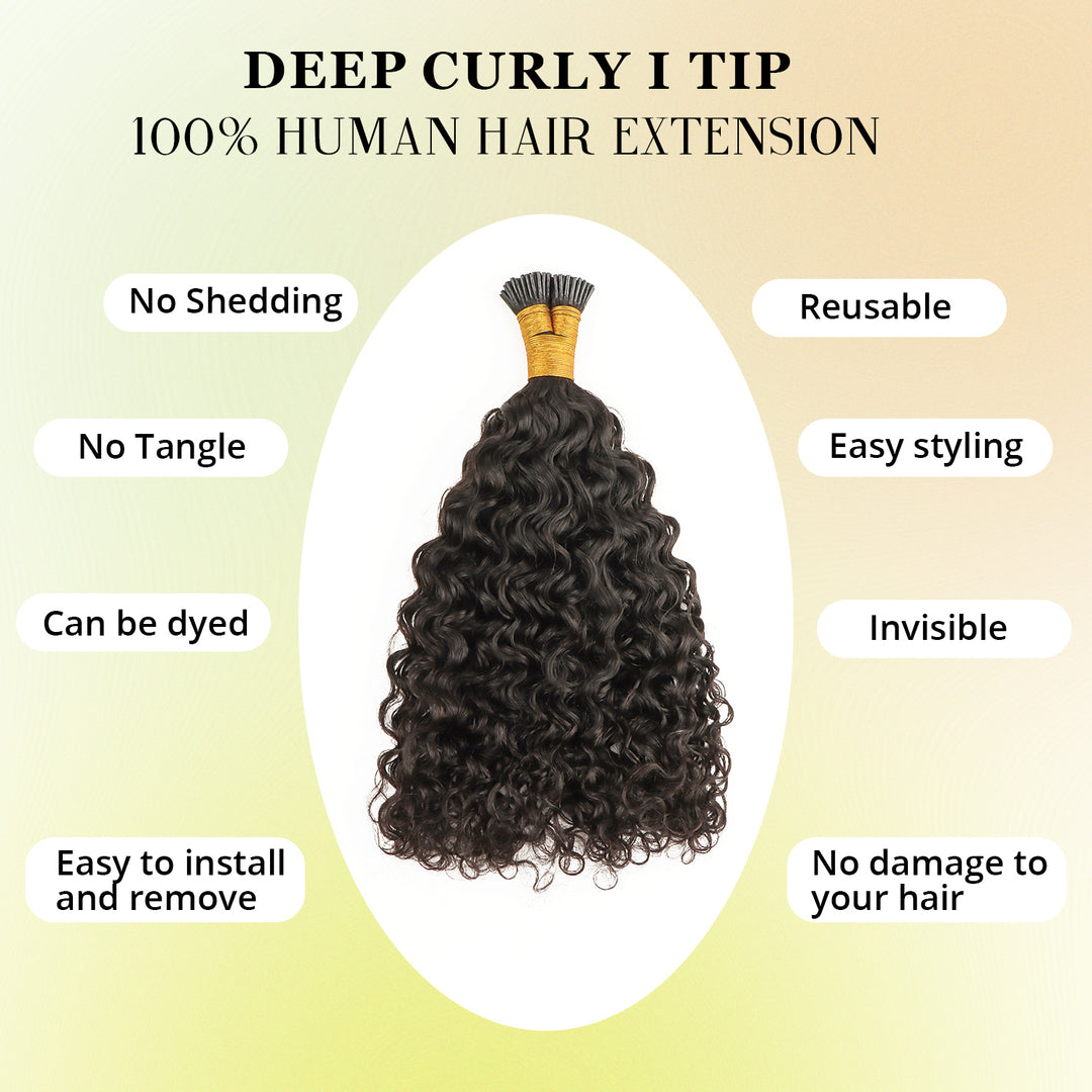 Orientfashion Deep Curly I Tip Human Hair Pre Bonded Hair Extensions 100g/pack