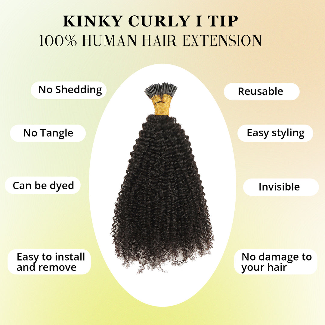 Orientfashion Kinky Curly I Tip Human Hair Extension for Black Women 100g/pack