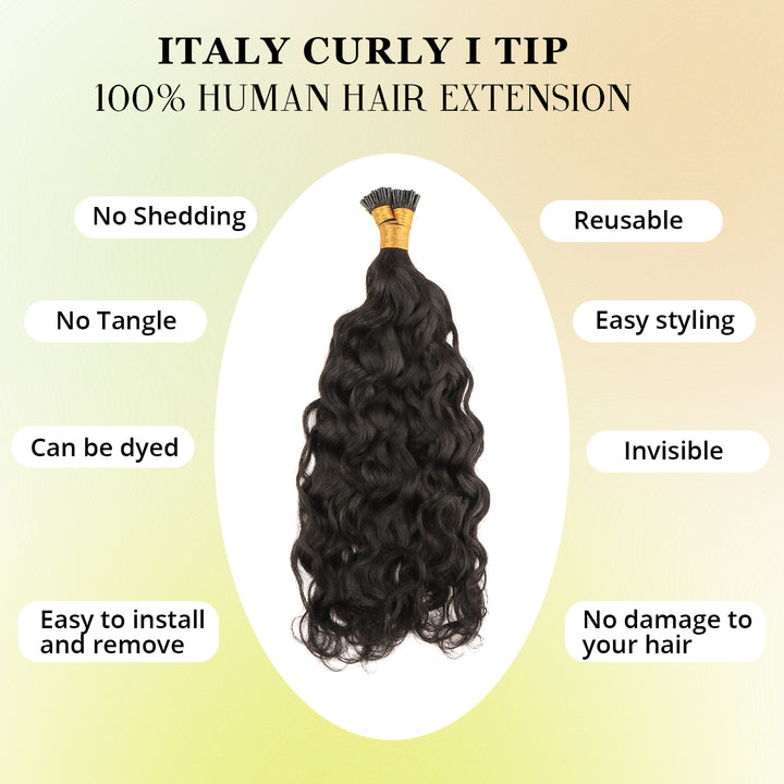 Orientfashion Italian Curly Human Hair I Tip Hair Extensions 100g/pack