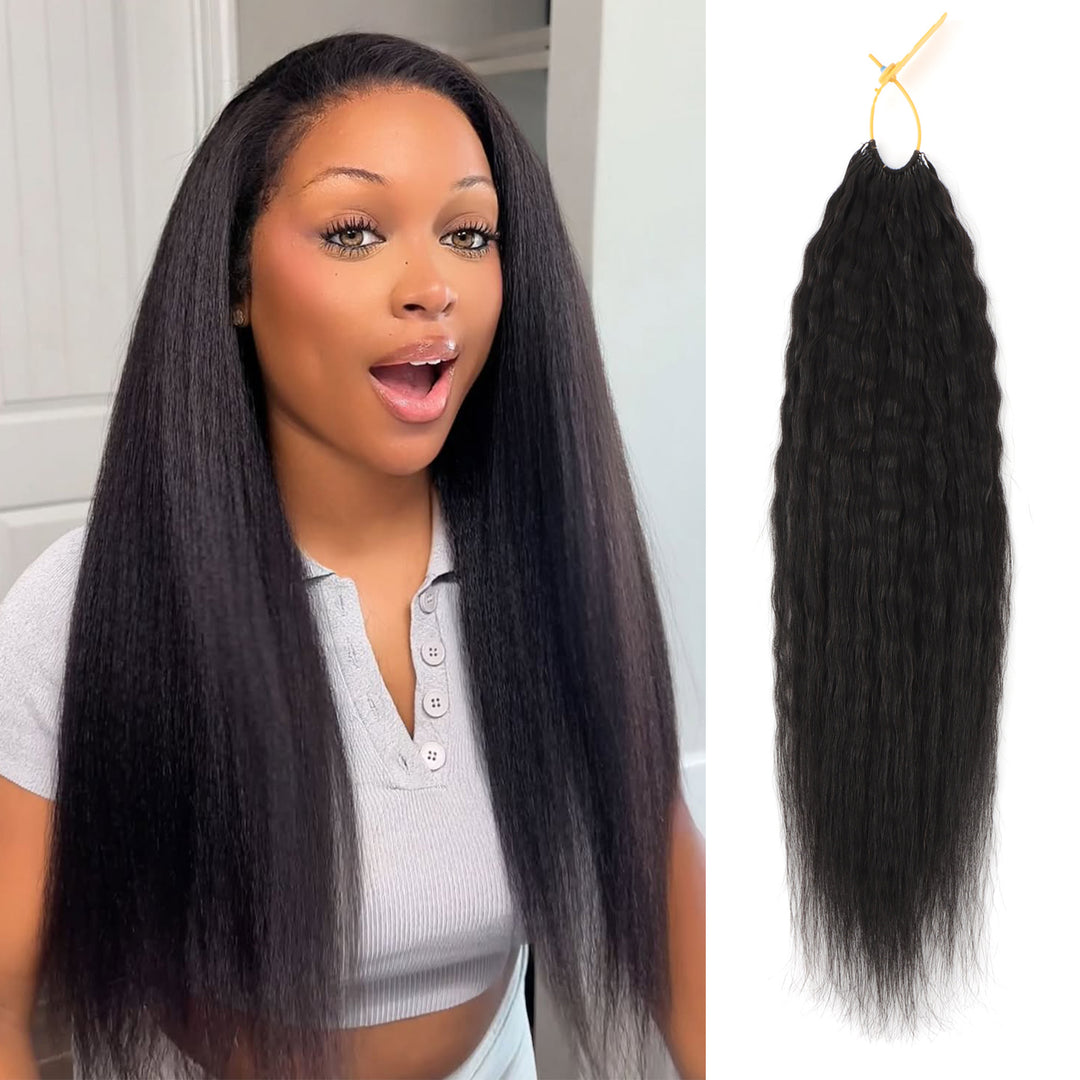 Orientfashion Yaki Straight Crochet Hair Natural Black Machine Made Feather Human Hair Extension