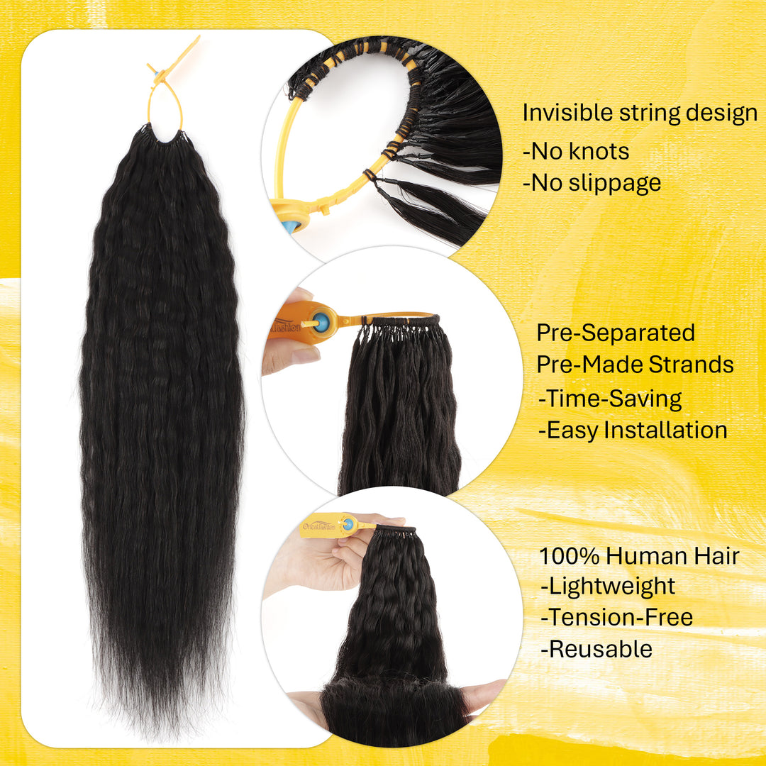 Orientfashion Yaki Straight Crochet Hair Natural Black Machine Made Feather Human Hair Extension
