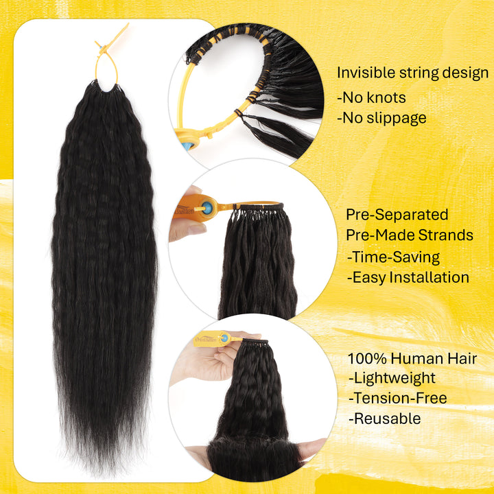 Orientfashion Yaki Straight Crochet Hair Natural Black Machine Made Feather Human Hair Extension