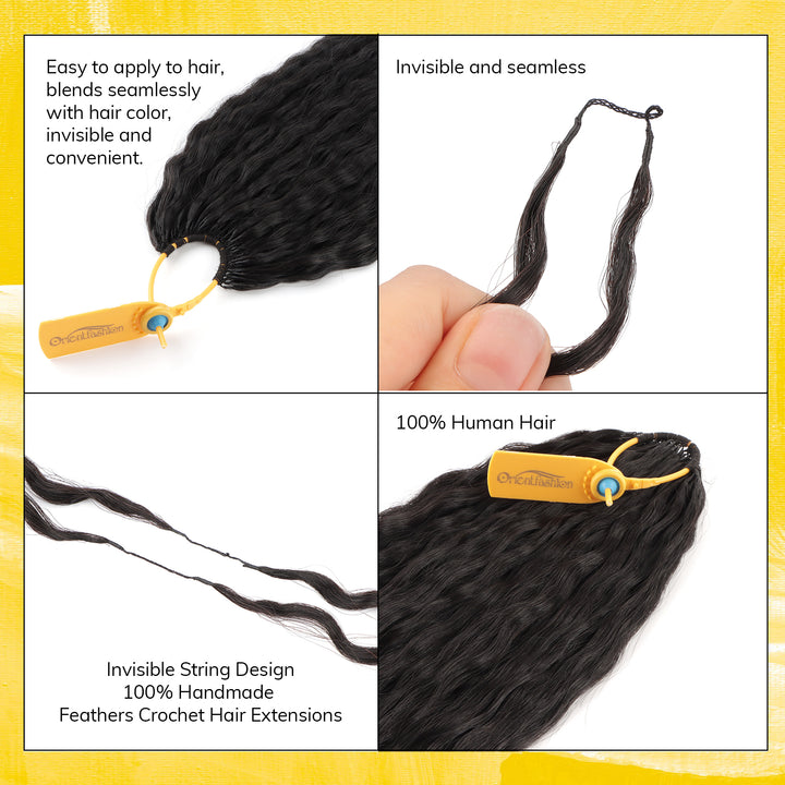 Orientfashion Yaki Straight Crochet Hair Natural Black Machine Made Feather Human Hair Extension
