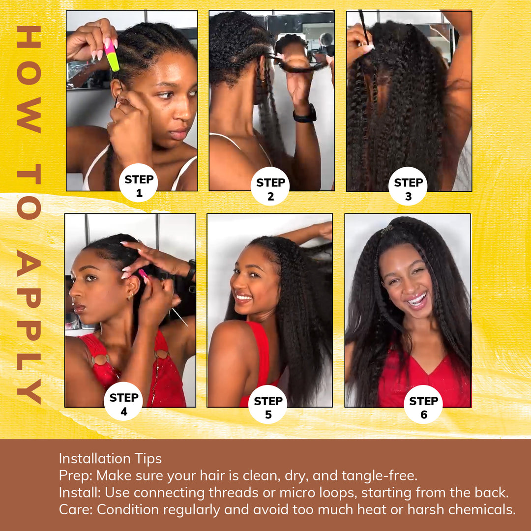 Orientfashion Yaki Straight Crochet Hair Natural Black Machine Made Feather Human Hair Extension