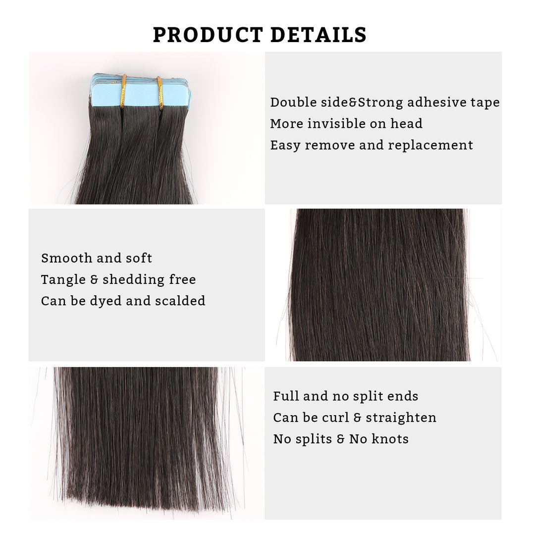 Orientfashion Straight Wave Tape ins Hair Extension Human Hair for Black Women 50g/pack