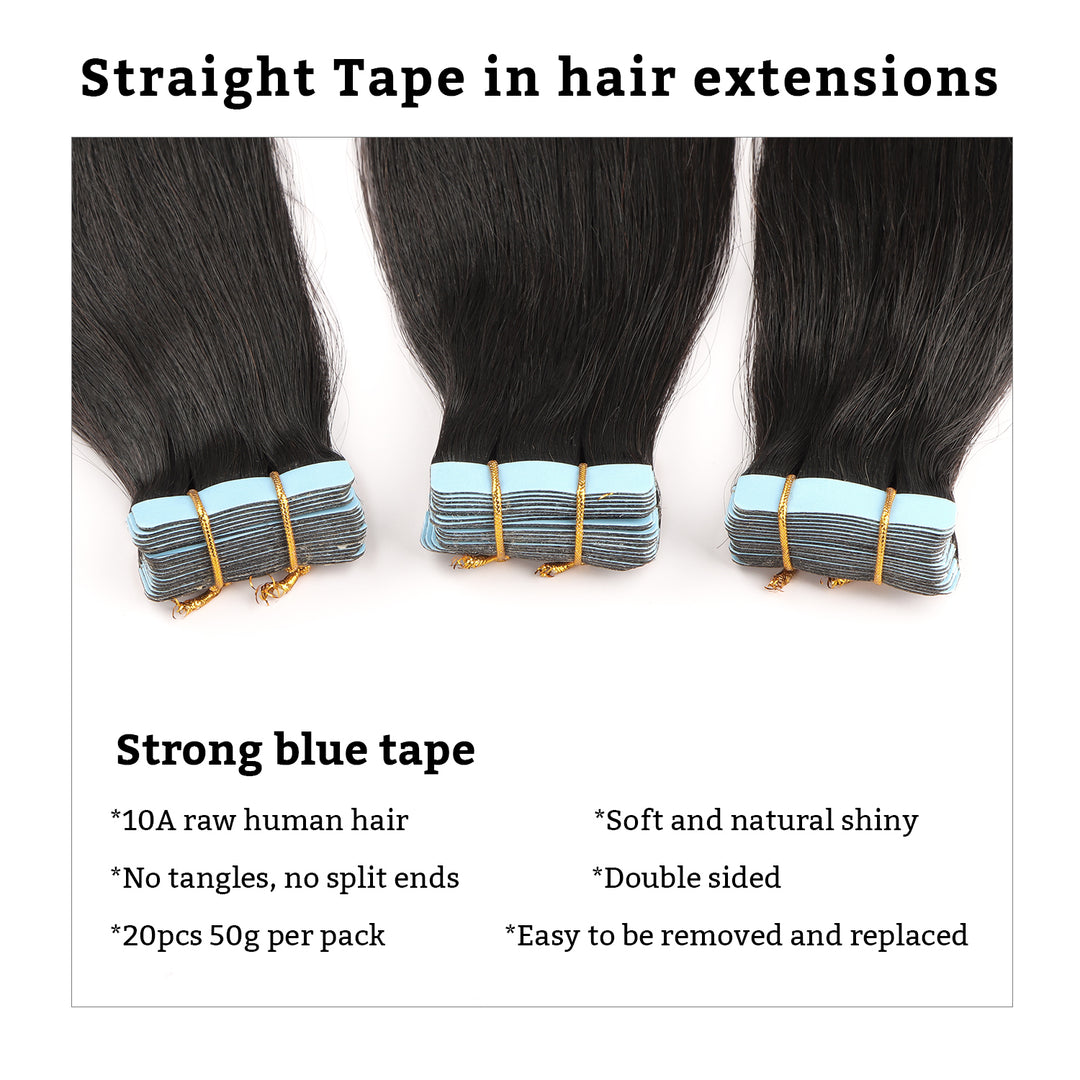 Orientfashion Straight Wave Tape ins Hair Extension Human Hair for Black Women 50g/pack