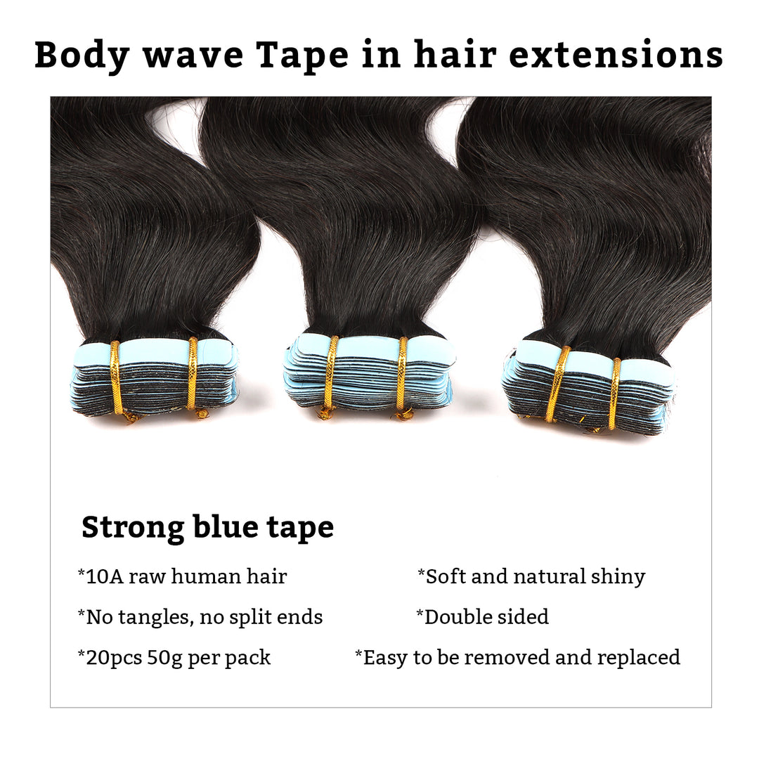 Orientfashion Body Wave Seamless Invisible Human Hair Tape in Extensions 50g/pack