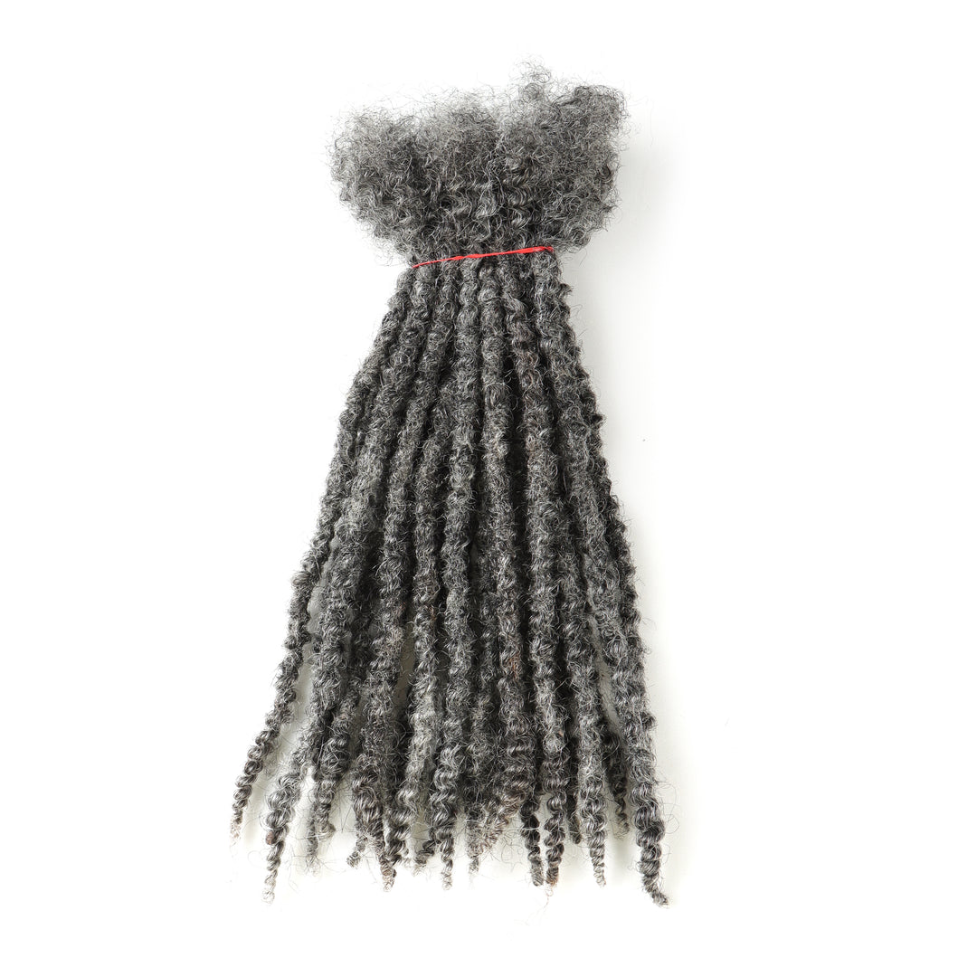 Orientfashion Salt and Pepper Textured Loc Extensions Human Hair (20 Locs Per Bundle)